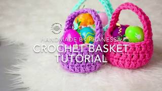 Crochet Mini Basket Pattern amp Tutorial [upl. by Dlnaod]