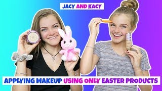 Applying A Full Face of Makeup Using Only Easter Products Challenge  Jacy and Kacy [upl. by Corwin]