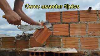 Como assentar tijolo pedreiro asmr construcaocivil construction [upl. by Risser61]