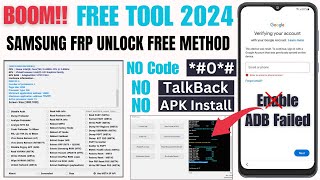 Samsung FRP Bypass Very Easy Method 2024  Enable ADB File Fix No Code 0 New Free Trick [upl. by Mezoff148]