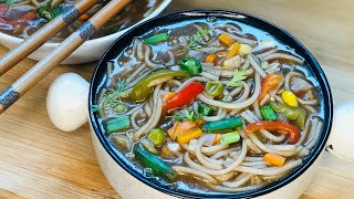 Veg Soupy Noodles Recipe  Manchow Soupy Noodles  Manchow Soup Noodles  How to Make Soupy Noodles [upl. by Ognimod]