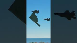 USAF F35s escorting the Stealth B2 Military Aircraft [upl. by Aenyl747]