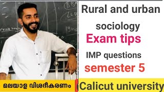 sociology of rural and urban society semester five fifth calicut important questions exam tips [upl. by Revilo15]