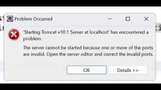 How to resolve error server cannot be started because one or more of the ports are invalid on Tomcat [upl. by Marline221]