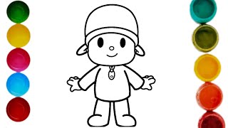 Cute Pocoyo Drawing for kids Painting amp Coloring for kids Toddlers  Lets Draw Together [upl. by Arelus]