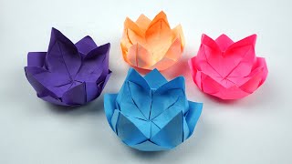 Basteln mit papier Lotusblüte falten  Blumen basteln  Origami Lotus flower [upl. by Fiden]