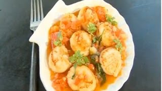 Scallops with sauce vierge recipe  Five Minute Food [upl. by Butte511]