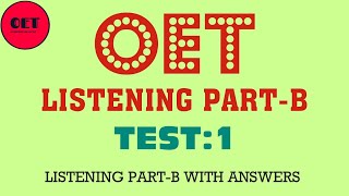 OET listening practice materialPartB [upl. by Ahsilrac]