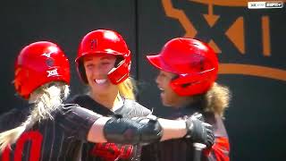 Oklahoma State softballs Miranda Elish hits home run that goes off Texas Tech outfielders glove [upl. by Allard]