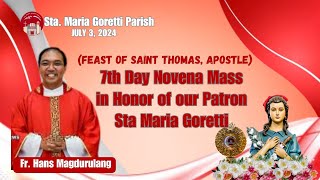 July 3 2024  7th Day Novena Mass in Honor of our Patron Sta Maria Goretti [upl. by Attekahs44]