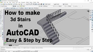 How to Draw 3D Stairs in AutoCADU type Stair creating in AutoCADEasy and Step by Step Tutorial [upl. by Giuliana]