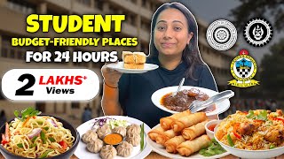 Eating at Student Friendly Eateries for 24 Hours  Budget Food Challenge [upl. by Ahseral]