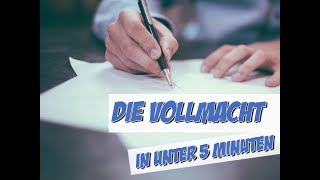 Die Vollmacht in unter 5 Minuten  Rechtskunde  Pflege Kanal [upl. by Saucy803]