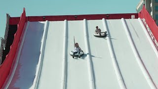 Ride this giant outdoor ice slide in Houston [upl. by Ma]