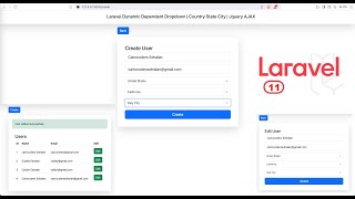 Laravel Dynamic Dependent Dropdown  Country State City  Jquery AJAX [upl. by Douville]