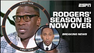 🚨 BREAKING 🚨 Stephen A amp Shannon Sharpe react to Aaron Rodgers’ season being over  First Take [upl. by Akirahc]