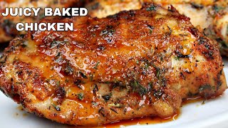 Youll Never Bake Chicken Thighs Any Other Way  Juicy OVEN Baked Chicken [upl. by Aelyak]