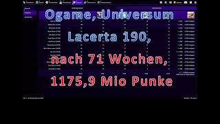 Ogame Uni Lacerta 190 nach 71 Wochen 11759 Mio Punkte [upl. by Urial]