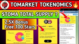 Tomarket Airdrop Tokenomics  Total Supply 1 Trillion  TOMA 30 Extra Airdrop  25X Free 100 Star [upl. by Panaggio]