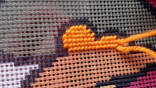 How to sew half cross stitch in needlepoint tapestry [upl. by Delainey]