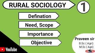 Defination scope and significance of Rural sociology [upl. by Liponis]