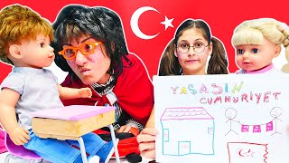 Komik video Okutay ve Cicisu 29 Ekim Cumhuriyet Bayramı için hazırlıklar yapıyor Aile videosu [upl. by Rabin]