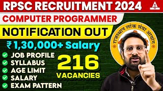 RPSC Programmer Vacancy 2024 Salary Syllabus Job Profile Full Details [upl. by Neiluj531]