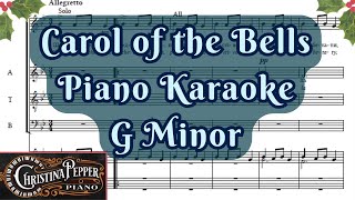 Carol of the Bells Piano Karaoke  G minor Accompaniment  Mykola Leontovich [upl. by Yecart892]