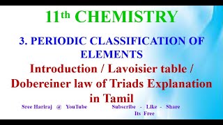 Introduction  Lavoisier table  Dobereiner law of Triads  in Tamil  11th Chemistry [upl. by Terrell]