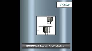 HOMCOM Mobile Drop Leaf Table Folding Kitchen Table Extendable Dining Table For Small Spaces With [upl. by Hgielra]