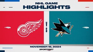 NHL Highlights  Red Wings vs Sharks  November 18 2024 [upl. by Nealson873]