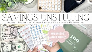 August End of the Month Savings Unstuffing  How Much Did I Save with Savings Challenges [upl. by Albion]