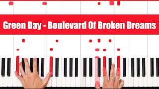 Boulevard Of Broken Dreams Green Day Piano Tutorial Easy Chords [upl. by Nichy]