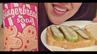 SassEsnacks ASMR  Eating Sounds  Peanut Butter amp Pickle Sandwich  Gingerbread Soda [upl. by Assirrak554]