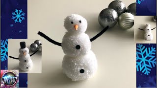 Schneemann basteln ☃️ Basteln mit Wolle  Pompom ⛄️ Winter Dekoration DIY Snowman [upl. by Darreg]