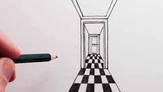 How to Draw using 1Point Perspective Simple Hallway for Beginners [upl. by Auohc]