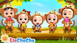 NEW Five Little Monkeys Eating Ice Cream  SingAlong  Kids Songs amp Nursery Rhymes  LiaChaCha [upl. by Enawd]