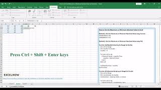 How to Get the Maximum or Minimum Absolute Value in Excel [upl. by Dabney216]