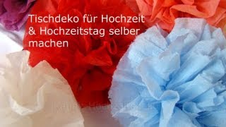 Tischdeko für die Hochzeit selber machen Rosen aus Servietten [upl. by Nylodnewg]