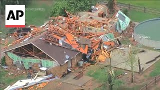 Tornadoes kill 4 in Oklahoma leaving trail of destruction [upl. by Llabmik]