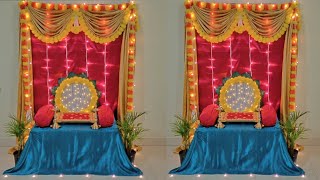 last minute ganpati decoration ideas for home festival backdrop decoration ideas [upl. by Strain980]