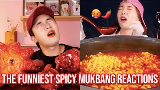 the FUNNIEST and most CHAOTIC spicy mukbang reactions [upl. by Llarret]