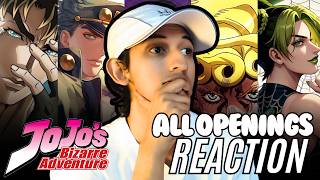 JOJOS VIRGIN Reacts to ALL JoJos Bizarre Adventure Openings and Variants for the FIRST TIME [upl. by Acinok]