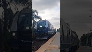 Late Pacific Surfliner 580 hauls through Carlsbad Village w a Comet Car [upl. by Ilona]