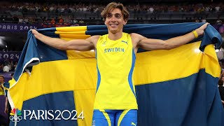 Swedish announcers have ELECTRIC call of Mondo Duplantis pole vault world record  Paris Olympics [upl. by Tom378]