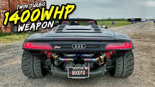 THIS 1400HP TWIN TURBO AUDI R8 SPYDER IS BALLISTICALLY FAST [upl. by Leirol33]