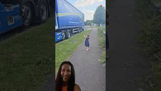 Adorable girl welcome daddy home after five days transport trucker shorts girl [upl. by Christiano]