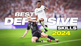 Crazy Defensive Skills amp Tackles in Football 2024 [upl. by Tteragram840]