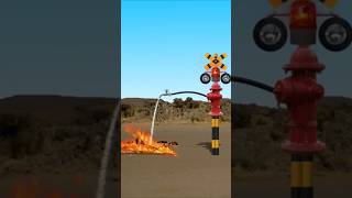 A railroad crossing that carrying fire distinguisher [upl. by Hainahpez]