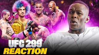 Israel Adesanya Reacts to INSANE UFC 299 Pay Per View [upl. by Jobina17]